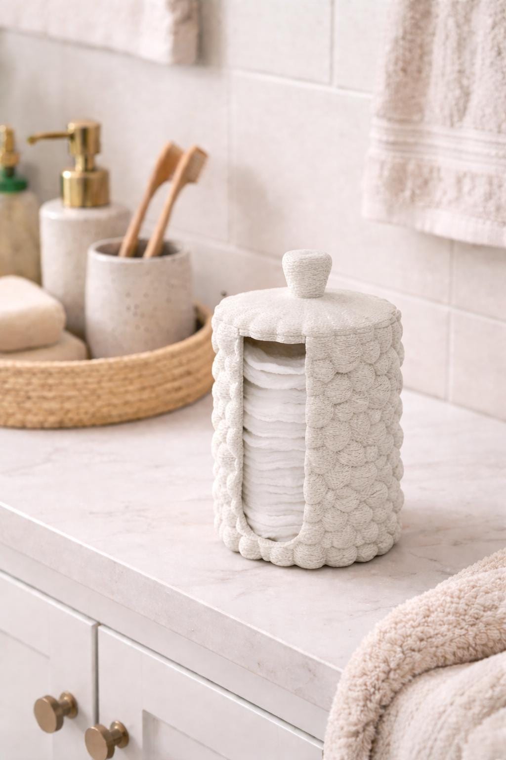 Wool Container Cotton Pad Organizer, Bathroom Container: Cotton Wool Storage - Etsy