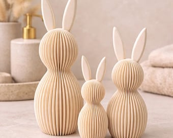 Ribbed Bunny Ornament for Easter | Minimalist Easter Decor | Modern Rabbit Figure | Neutral Spring Shelf Decoration | Home Gift