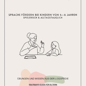 Op de afbeelding: Boekomslag met de titel "Wenn Worte fehlen..." in zwart schrift. De omslag toont een lijntekening van een vrouw en een kind, met tekst die de taalontwikkeling voor kinderen van 4-6 jaar bevordert. Het boek is een gids voor ouders.