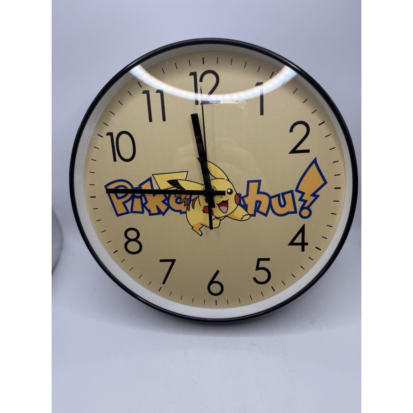 Picachu Clock Pokémon Pikachu Wall Clock – Yellow Analog Battery Powered Kids Room ...