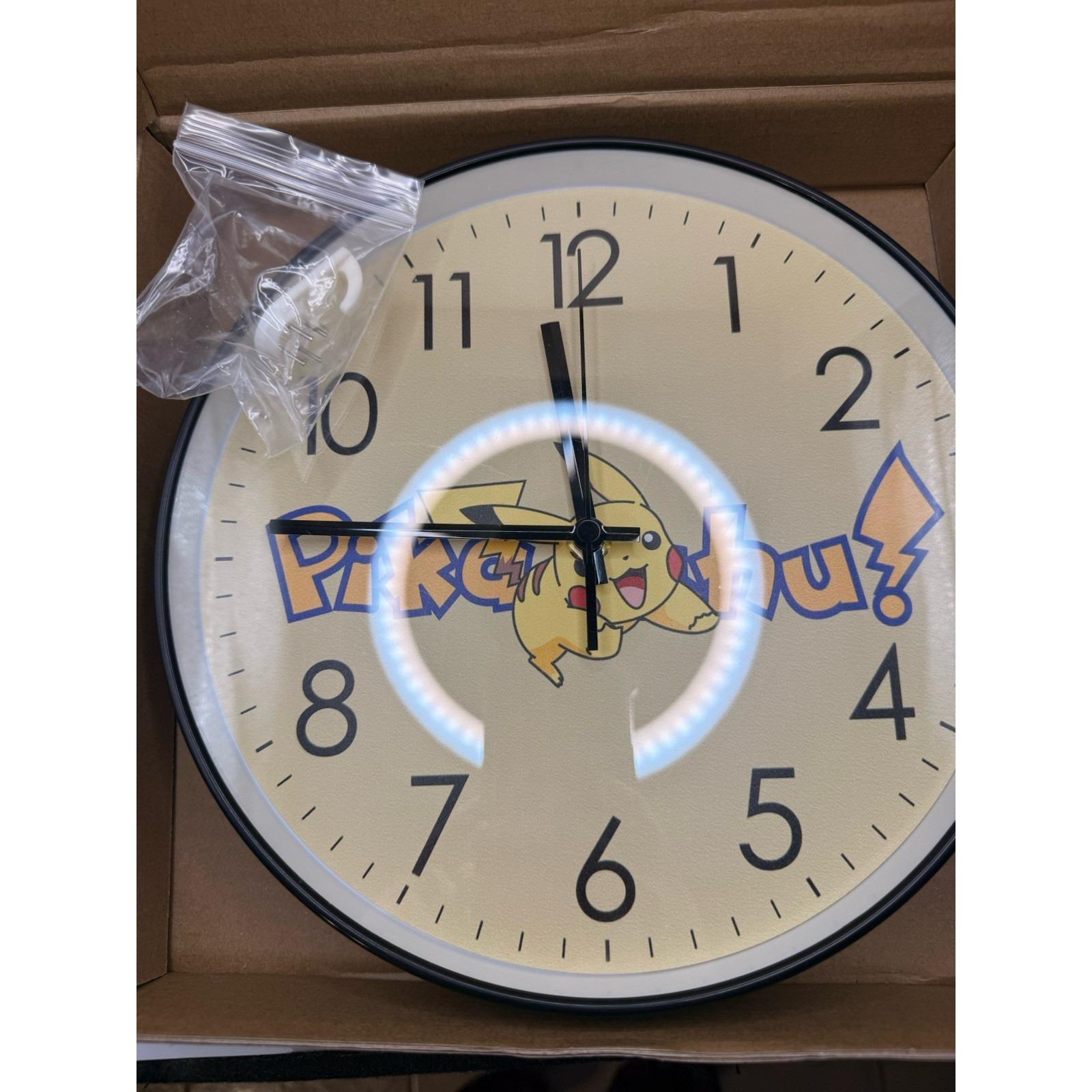 Picachu Clock Pokémon Pikachu Wall Clock – Yellow Analog Battery Powered Kids Room ...