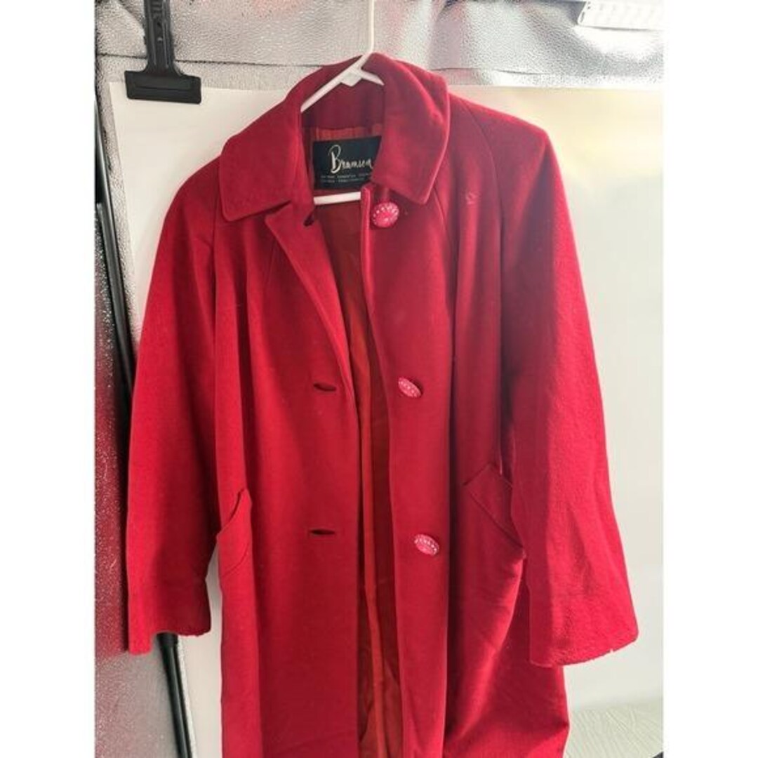 Vintage Bramson 100% Pure Cashmere Red Women's Coat Luxury ETINGER Size ...