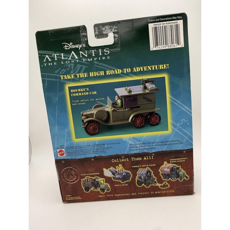 Disney's Atlantis the Lost Empire Rourke's Command Car New-mattel 2000 ...
