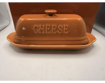 Gourmet Du Village Orange Cheese Fromage Baker Dish Butter Dish Large