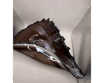 VTG Shell Hand Blown Art Glass Dish Bowl Murano Italian Centerpiece Mid Century