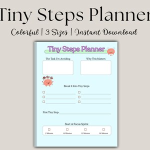 ADHD Colorful Tiny Steps Planner • Task Breakdown Worksheet (Digital Download)