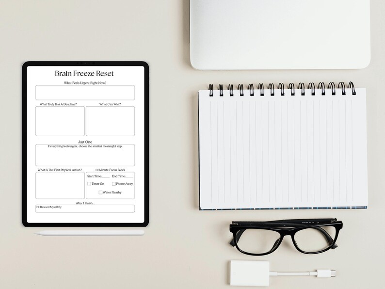 ADHD Executive Dysfunction Reset Sheet – Brain Freeze Printable Planner ...