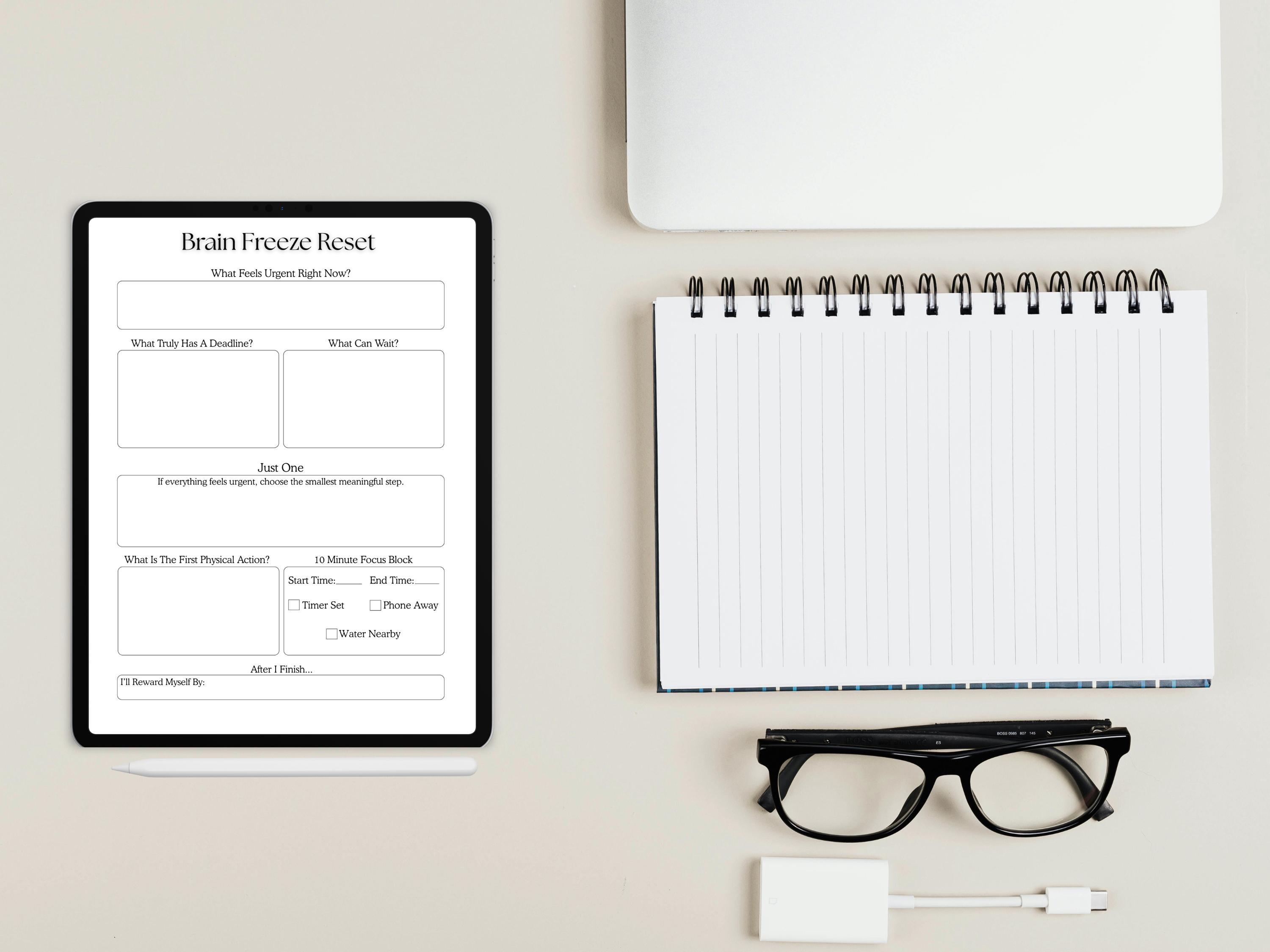 ADHD Executive Dysfunction Reset Sheet – Brain Freeze Printable Planner ...