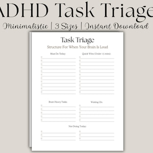 Sjabloon Triage-taak ADHD | Minimalistische planner (directe download)