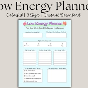 ADHD Colorful Low Energy Planner – Gentle Weekly Productivity Sheet (Printable PDF)