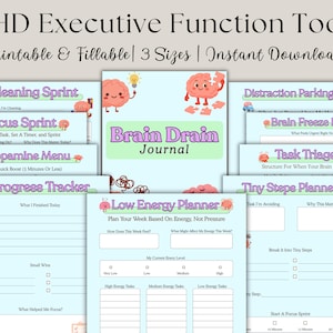 Pacote de Planejadores para TDAH em Versões Coloridas | Kit de Ferramentas para Função Executiva, Focus Sprint (Download em PDF)
