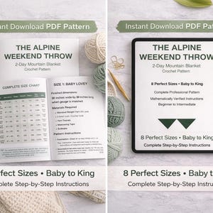Crochet Throw Blanket Pattern – Alpine Weekend, Beginner Friendly (PDF, 8 Sizes Baby to King image 2