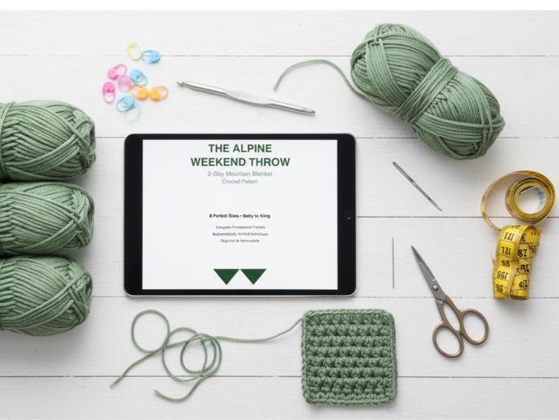 Crochet Throw Blanket Pattern – Alpine Weekend, Beginner Friendly (PDF, 8 Sizes Baby to King image 7