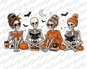 Funny Mom Halloween PNG | Good Girls Bad Books | Reading Mom PNG | Spooky Bookworm | Bookish Halloween | Skeleton Mom PNG | Fall Mom