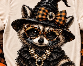 Witch Raccoon Png | Boujee Halloween Png | Snarky Raccoon Design | Girly Fall Sublimation Png | Trendy Boutique Halloween Digital Download