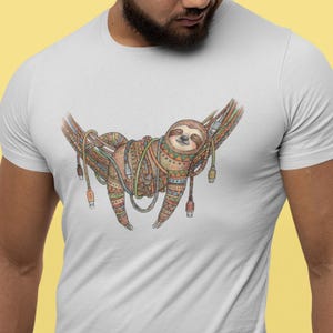 Tech Support T-Shirt | Lustiges Faultier Tee, IT Worker Geschenk, Fauler Programmierer Bekleidung