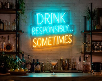 Personalized Bar Neon Sign, Custom LED Light, Home Bar Wall Decor, Pub Sign, Cocktail Neon Light, Man Cave Decoration