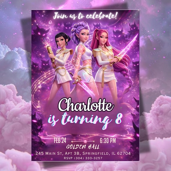 KPOP Demon Hunters Invitation, Customizable Birthday Invite, Kids Party, Music Lover, Digital PDF