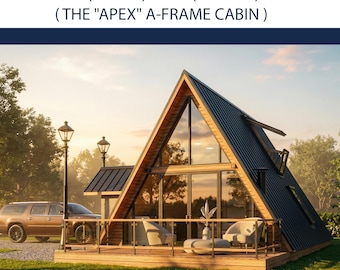 Modern A-Frame Cabin Plans | 22x44 Small House Design (PDF + DWG)