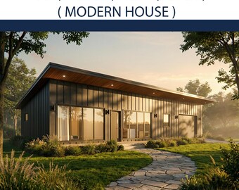 Modern 1-Bedroom House Plans with Garage | 1545 Sq Ft (PDF + DWG Set)