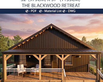 Modern Black Cottage Plans | 2 Bedroom, Zero-Waste Design (PDF + CAD)