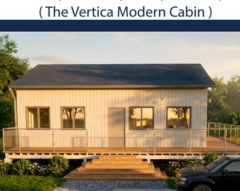 39x44 Modern Cabin Plans | 2 Bedroom ADU Plans | Architectural PDF, DWG & Material List