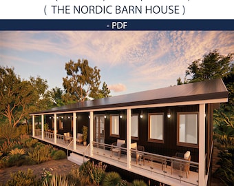 3 Bed Nordic Barndominium Plans | Cabin with Wrap-Around Porch | PDF Only