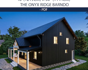 3 Bed Black Barndominium Plans | 40x30 Airbnb Barn House | PDF Only