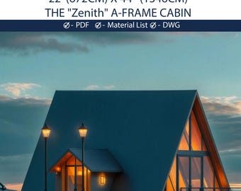 A-Frame Cabin Plans | 22x44 Small House Design (PDF + DWG)