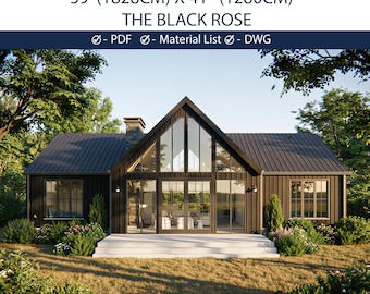 Modern Black Barndominium Plans | 3 Bed, 1774 Sq Ft (PDF + CAD)