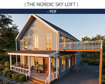 Nordic Sky Loft Cabin Plans | 24x33 Airbnb Tiny House | PDF Only