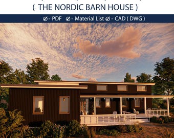 Nordic Barndominium Plans | 3 Bedroom Modern House (PDF + CAD DWG)