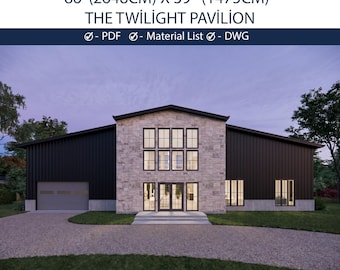 86x39 Barndominium Plans | 5 Bedroom Modern Barn House Floor Plans | Luxury Black Barndo Blueprints with Loft | PDF + CAD