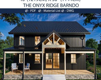 Modern Barndominium Plans | 3 Bedroom Black Barn House Blueprints (PDF + CAD)