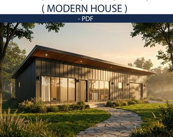 1 Bed Modern ADU Plans with Garage | Airbnb Guest House | PDF Only