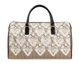 Bolso de viaje de piel sintética de alta calidad / Diseño/Color: Elegante / Beige claro / 2 tamaños