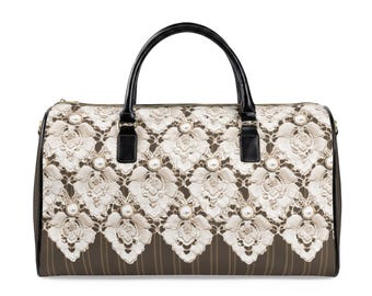 High-Grade Faux Leather Travel Bag  |  Pattern/Color: Ladylike / Chocolate  |  2 Sizes