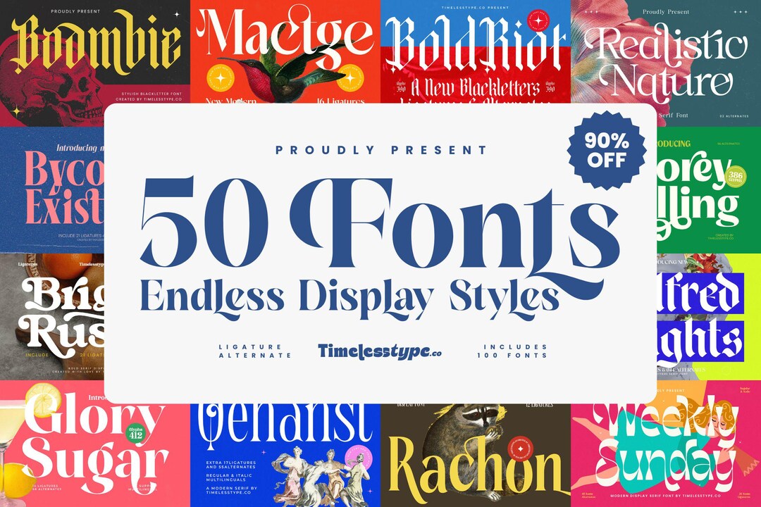 50 Display Fonts Bundle – Elegant Ligature Serif, Modern Branding - Etsy