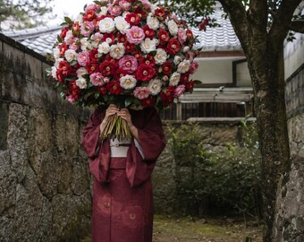 Winter Geisha Floral Portrait Print | Japanese Sakura Wall Art (Digital Download)