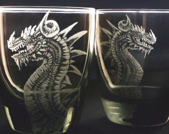 Dragon Whiskey Glasses X4 Double 14 Oz Premium Old Fashioned  display picture 1