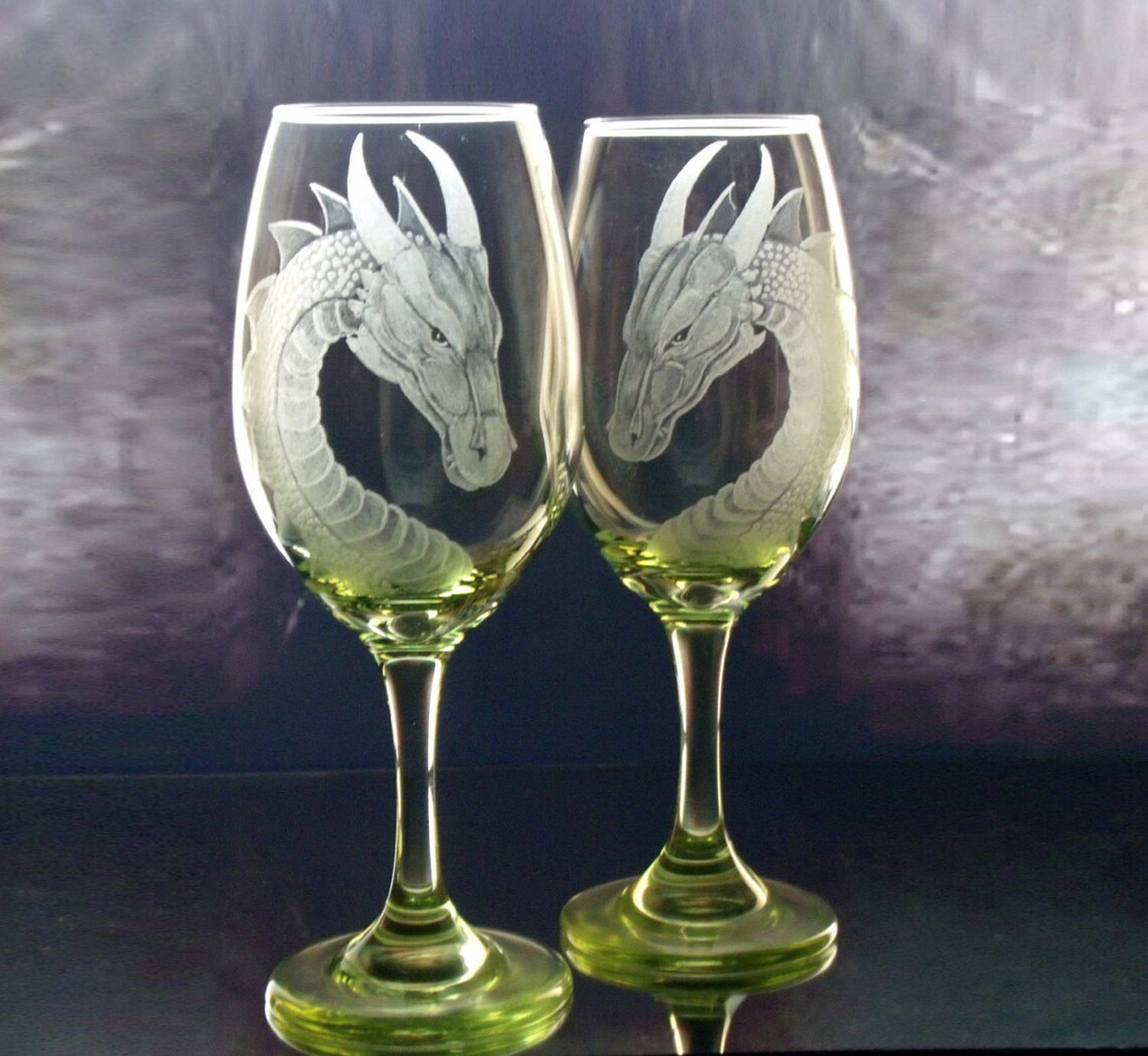 Wine Glass Set Fantasy Dragon Wine Glasses Gifts for Wine Etsy
