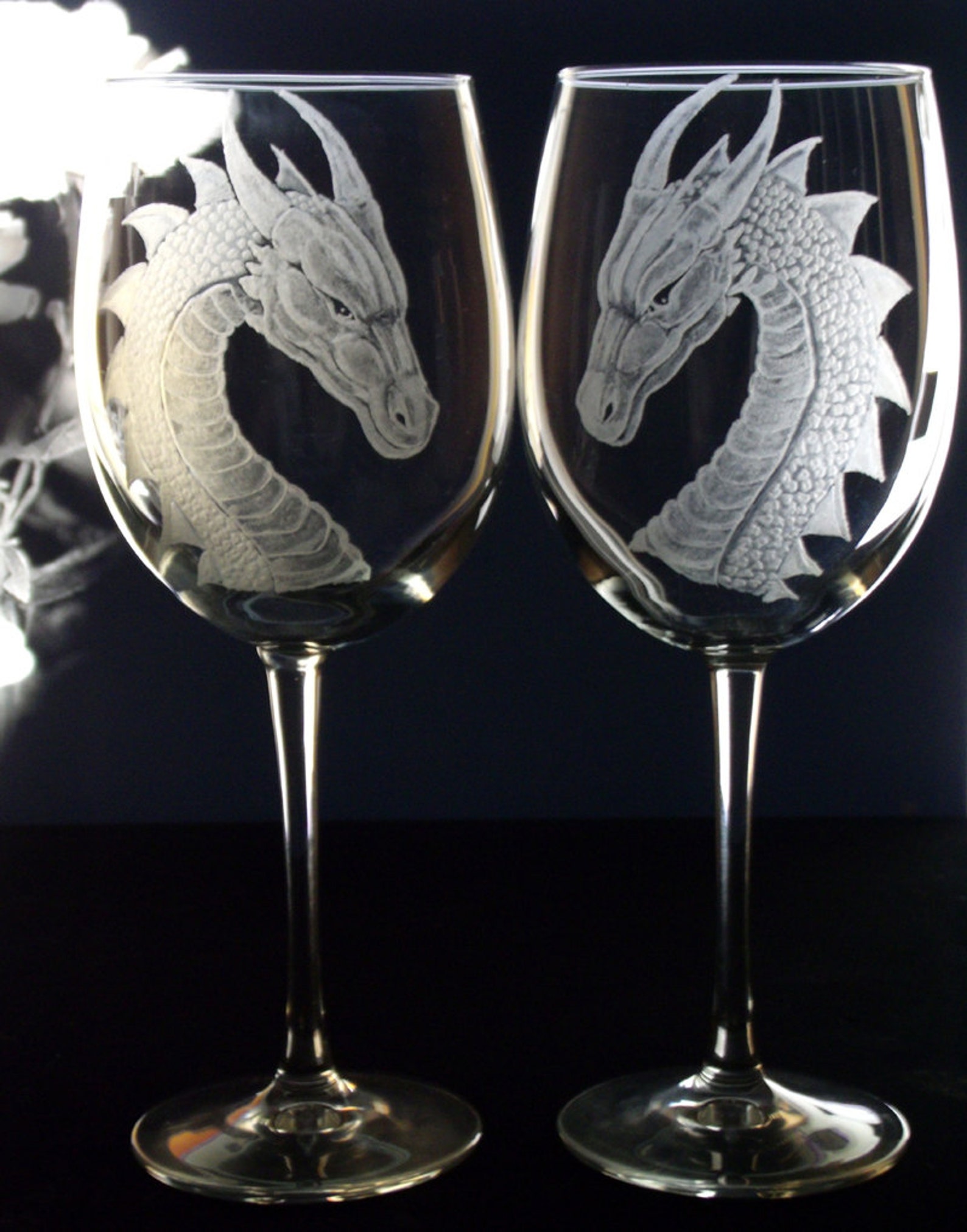 Dragon Wine Glasses Etched Engraved Glassware Dragon Wine - Etsy