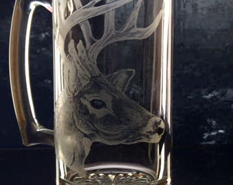Personalized Rustic Holiday Deer Beer Mug Set personalized Cozy Cabin Decor. Groomsmen gift