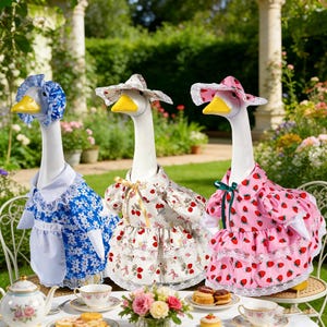 Vintage Easter Rural Maid & Goose Costume-Large-Scale Outdoor Dress Suit for 23-inch,Porch Lawn Decorations,Fabric Attire for Easter Theme