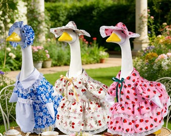 Vintage Easter Rural Maid & Goose Costume-Large-Scale Outdoor Dress Suit for 23-inch,Porch Lawn Decorations,Fabric Attire for Easter Theme