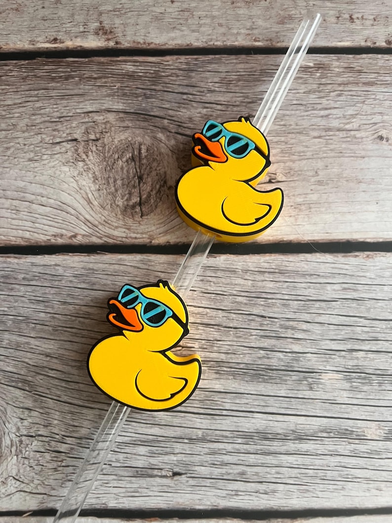 Straw Duck Racing Duck With Glasses Straw Topper | Cup Accessory, Fits Tumblers - Etsy