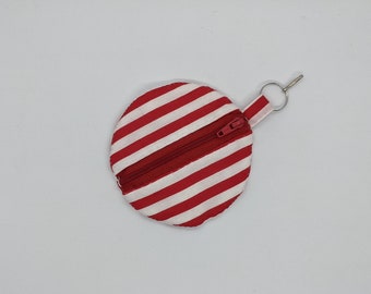 Red and White Stripes Ear Bud Pouch