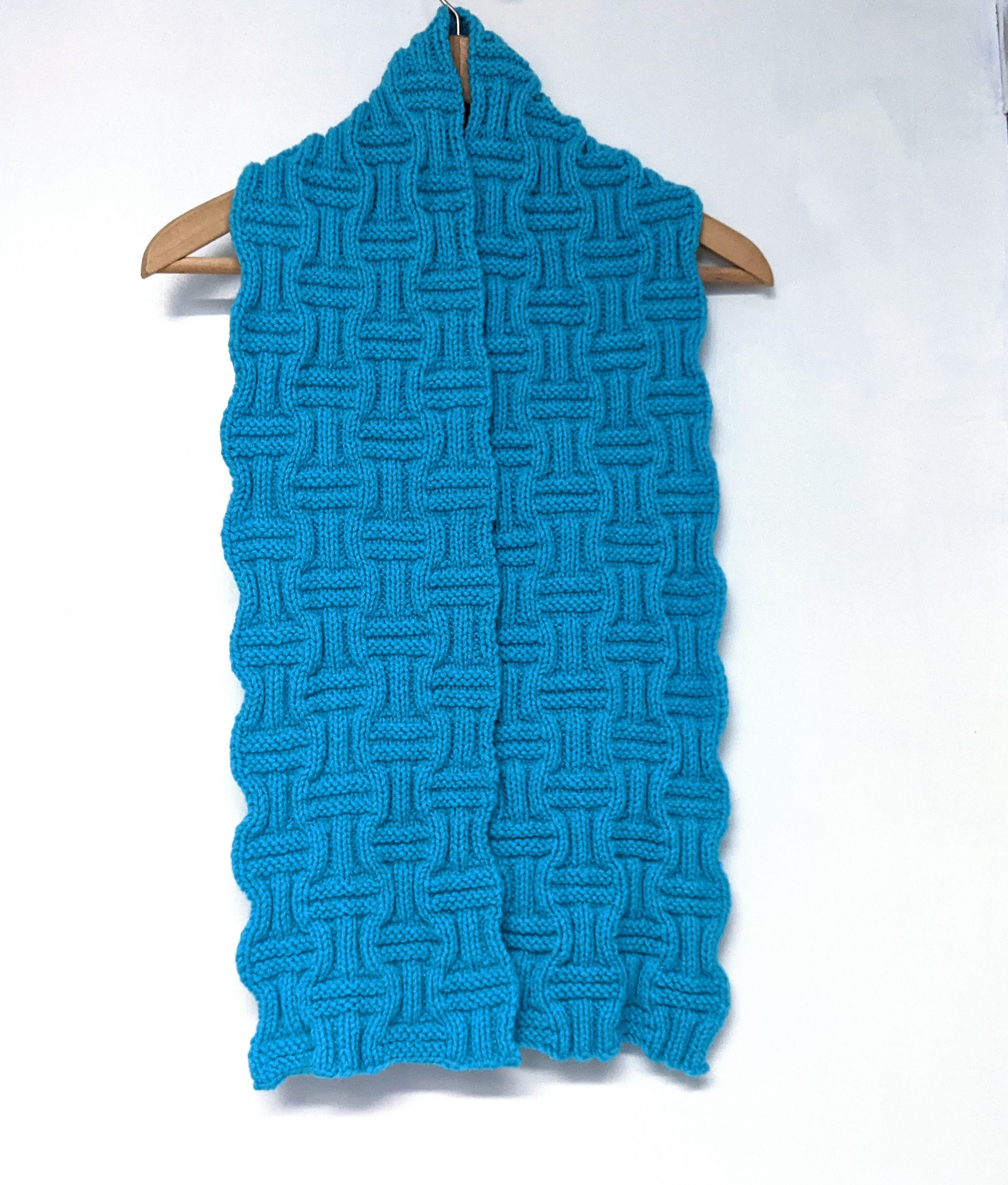 Scarf Ridges Bright Turquoise Wavy Ridges Scarf - Etsy