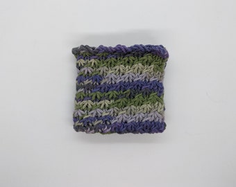 Purple and Green Handknit Washcloth (Star Stitch)