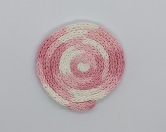 Handknit Pink and White Coaster